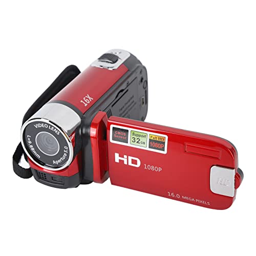 VBESTLIFE Digitaler Camcorder, 16-facher Digitaler Zoom, 2,7-Zoll-Buntbildschirm, 4K 48 MP DV-Kamera, Hochauflösender Kamera-Camcorder für Bild- und Videoaufnahmen (Rot) von VBESTLIFE