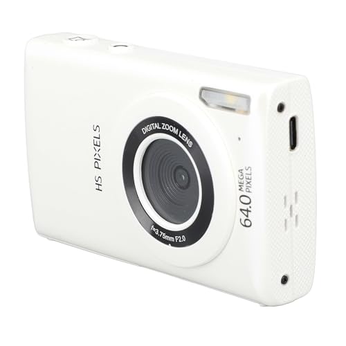 VBESTLIFE Digitalkamera, HD 1080P-Kinderkamera mit 18-fachem Zoom, Autofokus, 2,8-Zoll-Bildschirm, 64 MP, Kompakte Tragbare Kleine Point-Shoot-Kamera für Kinder, Studenten, Kinder, (White) von VBESTLIFE