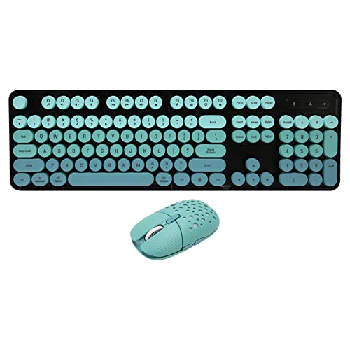 VBESTLIFE Kabellose Tastatur-Maus-Kombination, 104 Tasten, 2,4 G, Kabellose Retro-Punk-Tastatur mit 6 Tasten, 2400 DPI, Gaming-Maus-Set für Desktop-Laptop-PC (Mischfarbe Blau) von VBESTLIFE