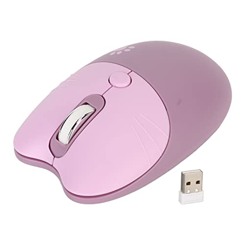 VBESTLIFE Niedliche Katzenmaus, 2,4 GHz Kabellose, Leise Maus, Kawaii-Maus mit USB-Empfänger, 3 Stufen DPI, Kompatibel mit Notebook, PC, Laptop, Computer (Purple) von VBESTLIFE