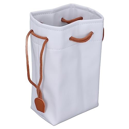 VBESTLIFE PU-Leder-Beutel mit Kordelzug, 11,4 X 7,6 X 19,7 cm, Universelle Kamera-Schutztasche, Tragbarer Aufbewahrungsorganisator für Sofortbildkamera-Filmdrucker (White) von VBESTLIFE