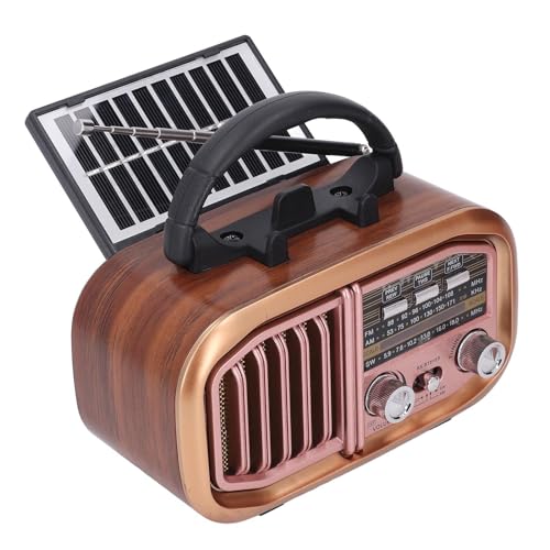 VBESTLIFE Tragbarer BT-Lautsprecher mit USB, für AM FM SW Kleines Vintage-Radio, Digitale Frequenzanzeige, Wiederaufladbarer Akku, Solarbetrieben (BT618S) von VBESTLIFE