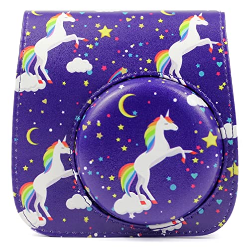 VBPBHFFNMW Kamerazubehör Unicorn PU Leder Sofortbildkamera Umhängetasche Schutzhülle Schutzhülle Tasche Fit for Fujifilm Mini 9 8 Kameratasche(A) von VBPBHFFNMW