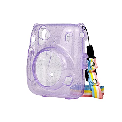 VBPBHFFNMW Sofortbildkamera-Tasche Hartschalen-Blitzschutzhülle mit Schultergurt, Pink, Lila, Blau, passend for Fujifilm, passend for Mini 11 Kameratasche(Purple) von VBPBHFFNMW