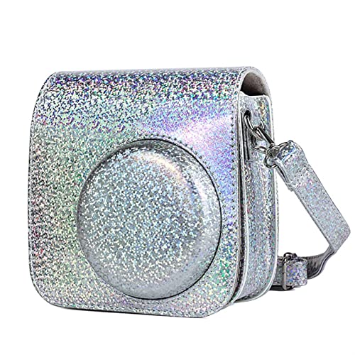 VBPCEFZTLK Kameraabdeckung Holografischer Blitz Laser Schultergurt Tasche Abdeckung Abdeckung Passend for Fujifilm Mini 9 Mini 8 Sofortbildfilm Kameratasche(Silver) von VBPCEFZTLK