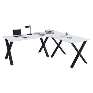 VCM my office Lona Schreibtisch weiß rechteckig, X-Fuß-Gestell schwarz 220,0 x 80,0 cm von VCM my office