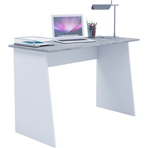VCM my office Masola Maxi Schreibtisch beton rechteckig, Wangen-Gestell weiß 110,0 x 50,0 cm von VCM my office
