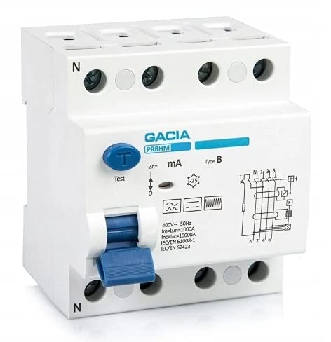 Gacia - Fehlerstromschutzschalter - für Den Leistungselektronikwandler - Sicherung der Elektrischen Installation - PR8HM - Typ B - 40A - 100mA - 10kA von VCX