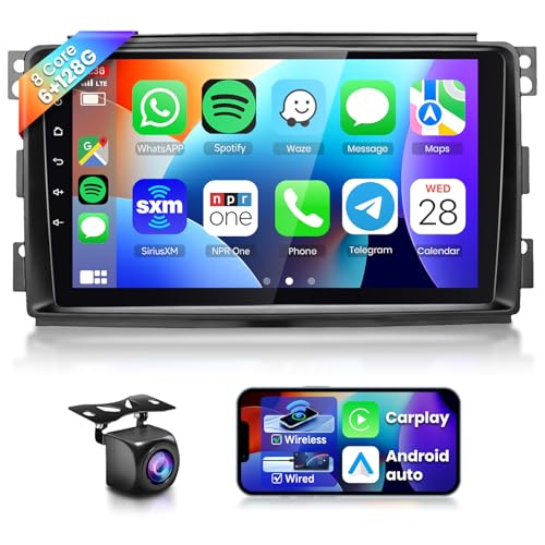 8 Kern 6G+128G Autoradio Android 13 für Mercedes Benz Smart Fortwo 2005-2010, 9 Zoll IPS Touchscreen Auto Radio mit DSP Carplay Android Auto GPS WiFi Bluetooth FM RDS Rückfahrkamera von VECHTEL