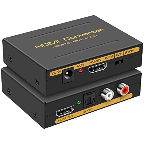 HDMI Audio Extractor Optisch Adapter HDMI Audio Splitter HDMI zu Optischem 3,5 mm Audio Konverter Cinch L/R Stereo Ausgang unterstützt 4K30Hz PCM für PS5/4 Xbox Projektoren DVI Monitor von VEDINDUST