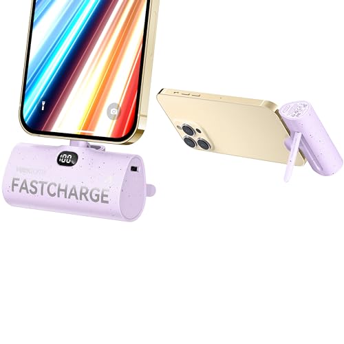 Power Bank Mini Powerbank 5000mAh Schnelles Aufladen PD3.0 QC3.0 Powerbank USB C Klein Externer Handyakku mit 14/14 Pro Max/13/13 Pro Max/12/12 Pro Max/11 Pro/XR/X (Lila) von VEEKTOMX POWER BANK