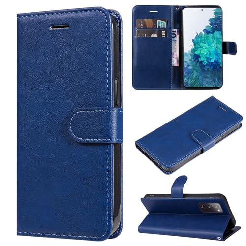 VEEMOS Handyhülle für Samsung Galaxy S20 FE 4G 5G Hülle Klappbar Klapphülle mit Kartenfach Schutzhülle Handy Tasche Leder Book Flip Case Cover Handytasche Männer Frauen - Blau von VEEMOS