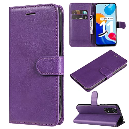 VEEMOS Handyhülle für Xiaomi Redmi Note 11 / Note 11S 4G Hülle Klappbar Klapphülle mit Kartenfach Schutzhülle Handy Tasche Leder Book Flip Case Cover Handytasche Männer Frauen - Violett von VEEMOS