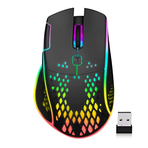 VEGCOO Gaming-Maus, programmierbare kabelgebundene Gaming-Maus mit Doppelklick-Taste, RGB-LED-Leuchten, ergonomische Maus, 6-stufig einstellbare DPI-PC-Gaming-Mäuse, optische Maus, für Laptop(schwarz) von VEGCOO