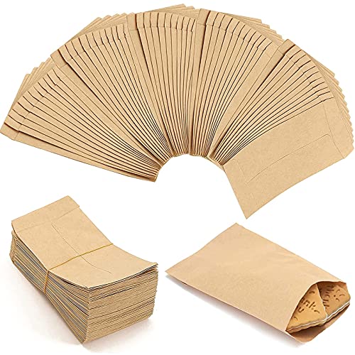 VEGCOO Kraftpapier-Umschläge, 150 Stück, braun, Mini-Umschläge, 6 x 10 cm, Papiertüte, kleine Kraftpapier-Geschenktasche zum Aufbewahren von Samen/Süßigkeiten, Kräutern/Schmuckstücken/kleinen Objekten von VEGCOO