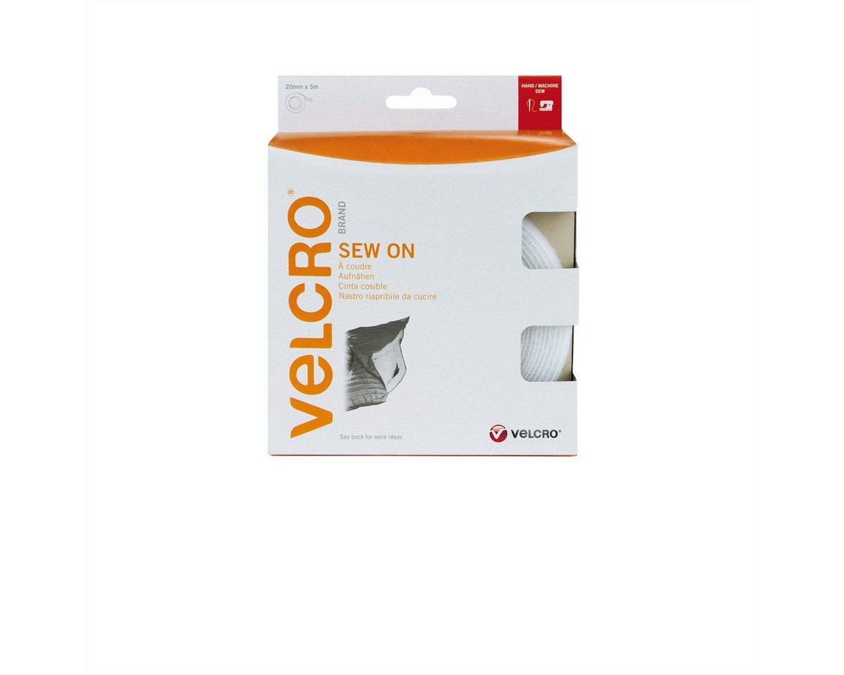 VELCRO Kabelbinder Klettband zum Aufnähen Haken & Flausch 20mm x 5m Weiß von VELCRO