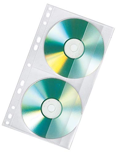 VELOFLEX 4356000 - CD/DVD-Doppelhülle, PP-Folie, für 2 CDs, passend für Ringbücher A4, transparent, 10 Stück von VELOFLEX