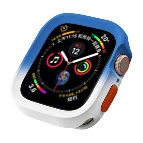 VELORE TPU-Abdeckung für Apple Watch Series Ultra 49 mm 9 8 7 41 mm 45 mm Stoßstangenrahmen-Hüllen für iWatch 6 5 SE 4 40 44 mm Gehäuse(Blue White,44mm) von VELORE