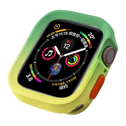 VELORE TPU-Abdeckung für Apple Watch Series Ultra 49 mm 9 8 7 41 mm 45 mm Stoßstangenrahmen-Hüllen für iWatch 6 5 SE 4 40 44 mm Gehäuse(Green Yellow,45mm) von VELORE