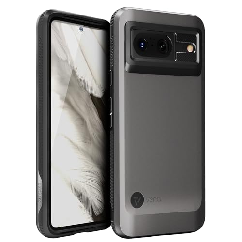 VENA Outcross Dünne Handyhülle Kompatibel mit Google Pixel 8 (2023) Hülle, Dual Layer (Militärschutz) Hybrid TPU Stoßfeste Schutzhülle - Graphitgrau/Schwarz von VENA