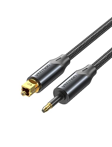 VENTION Optisches Audiokabel Mini-TOSLINK auf TOSLINK SPDIF IN/OUT, Nylon digitales Glasfaserkabel, für Lautsprecher, Soundbar, Stereoanlage/Verstärker, Smart Box von VENTION