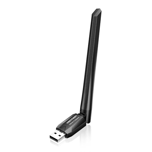 VENTION AC600 USB WiFi Bluetooth 5.0 Adapter, 6dBi WLAN Antenne für PC/Laptop/Desktop, Dual Band 2.4GHz/5GHz, Kompatibel mit Windows 11/10/8.1/8/7/XP für Wi-Fi, Windows 11/10/8.1/7 für Bluetooth von VENTION