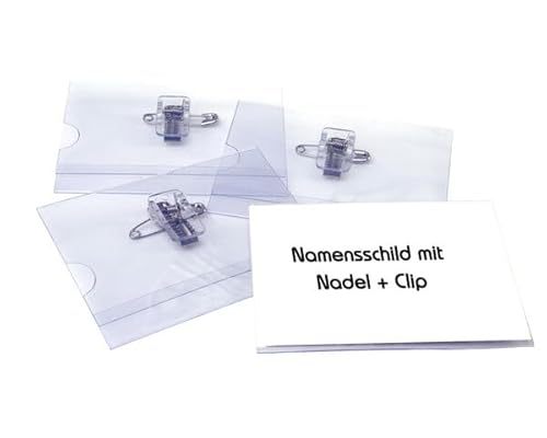 VEPATIM 100 Ausweishalter Namensschildhalter mit Kombi-Clip + Nadel 55x86mm von VEPATIM