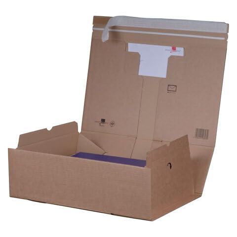 VEPATIM 20 Versandkarton 305x210x110mm PACKBOX mit Selbstklebeverschluss & Aufreißfaden braun für A4 von VEPATIM