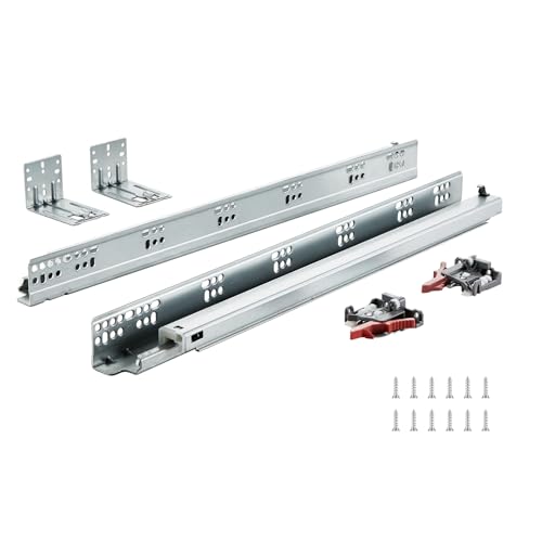 VEVOR 10 Paar 533,4-mm-Schubladenschienen für die seitliche Montage an der Unterseite, vollständig kugelgelagerte Verlängerungsschiene aus Stahl, Schrankschienen mit Verriegelungsmechanismus 100 Pfund von VEVOR