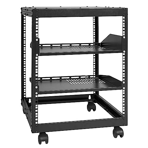 VEVOR 12U-Server-Rack mit offenem Rahmen 15-40" verstellbare Tiefe freistehender/wandmontierter Netzwerk-Server-Rack 4-Pfosten-AV-Rack mit Rollen für Ihre gesamte Netzwerk-IT-Ausrüstung AV-Ausrüstung von VEVOR