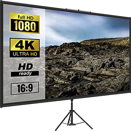 VEVOR 16:9 Beamer Leinwand Stativ 4K HD Rolloleinwand Präsentationswand Projektionsfläche 178x100cm Projektor Bildschirm Standfuß 200-250cm höhenverstellbar ideal für Heimkino Tagungsraum Hochzeiten von VEVOR