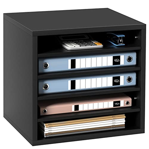 VEVOR 355 x 305 x 330 mm Briefablage Schreibtisch Organizer, 2,3–5,6 cm Einstellbar A4 Stapelbar Quer, Papierablage, Aufbewahrung Schreibtisch Ablagesystem Organisation, Ablage (Schwarz, 5 Fächer) von VEVOR