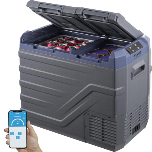 VEVOR Autokühlschrank, 40 L Dual Zone tragbarer Gefrierschrank, 12 Volt Autokühlschrank, -4℉-68℉ einstellbarer Bereich, 12/24 V DC und 100-240 V AC Kompressorkühler für Outdoor, Camping, Wohnmobil von VEVOR