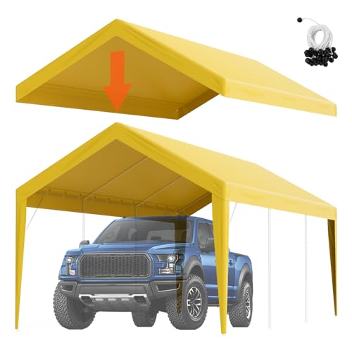 VEVOR Carport-Garagenzelt, 3 x 6 m, Garagendachzelt, wasserdicht und UV-geschützt, einfache Installation mit Spanngurten, beige (nur Dachabdeckung, Rahmen Nicht im Lieferumfang enthalten) von VEVOR