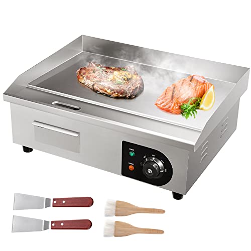 VEVOR Elektrogrill 54 x 30 cm, Elektrische Grillplatte 3000W, Kommerziell Kochplatte aus Eisen, Temperatur verstellbar 50 – 300 °C, Einfache Reinigung für Grill von VEVOR