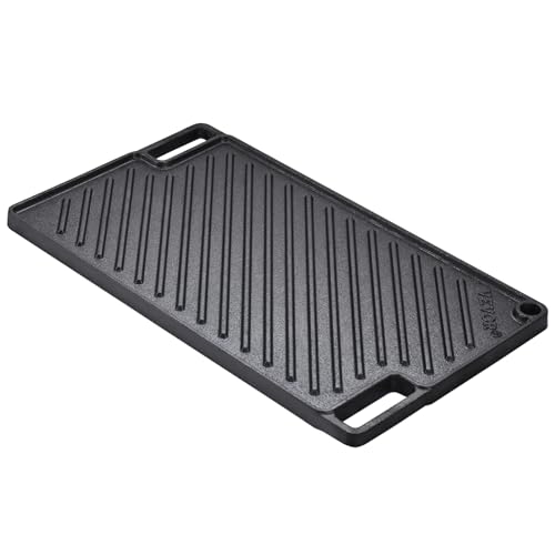 VEVOR Gusseisen Grillplatte Wendeplatte 42,5 x 24,6 x 1,6 cm - Universal Gussplatte Beidseitig Verwendbar, 413 x 231 mm Kochbereich Gussplatte Gasgrill für Gasgrill, Kohlegrill & Elektrogrill Zubehör von VEVOR