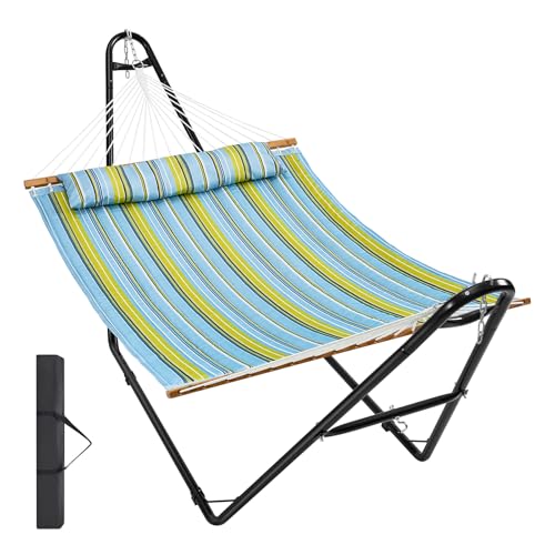 VEVOR Hängematte für 2 Personen, 200 kg Tragfähigkeit, Doppelhängematte mit tragbarem Stahlständer, Tragetasche und Kissen, freistehende Hängematte für den Außenbereich, Terrasse, Garten, Strand VEVOR Hängematte für 2 Personen, 200 kg Tragfähigkeit, Doppelhängematte mit tragbarem Stahlständer, Tragetasche und Kissen, freistehende Hängematte für den Außenbereich, Terrasse, Garten, Strand von VEVOR