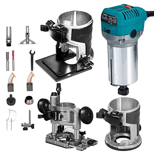 VEVOR Holzfräse Oberfräse 710 W, Kompakter Holzfräse mit 3 Basen, 10000-30000 U/min Kantenfräse, 1/4" & 3/8" Multifunktionsfräse mit Neigungsbasis Tauchbasis, Laminiergerät für Holzverarbeitung VEVOR Holzfräse Oberfräse 710 W, Kompakter Holzfräse mit 3 Basen, 10000-30000 U/min Kantenfräse, 1/4" & 3/8" Multifunktionsfräse mit Neigungsbasis Tauchbasis, Laminiergerät für Holzverarbeitung von VEVOR