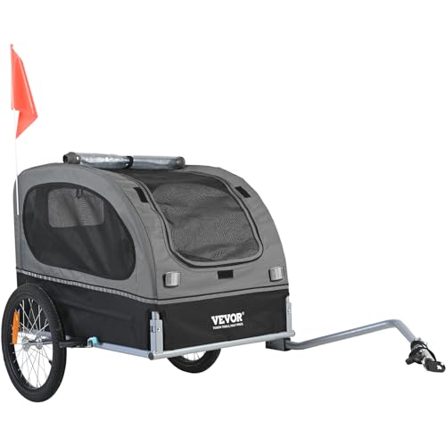 VEVOR Hundeanhänger 40 kg Fahrradanhänger Kohlenstoffstahl + 600D Oxford-Gewebe + PP faltbar 1440 x 720 x 779 mm als Anhänger Gefaltete Größe 760 x 560 x 195 mm Hundebuggy Jogger Anhänger Schwarz&Grau VEVOR Hundeanhänger 40 kg Fahrradanhänger Kohlenstoffstahl + 600D Oxford-Gewebe + PP faltbar 1440 x 720 x 779 mm als Anhänger Gefaltete Größe 760 x 560 x 195 mm Hundebuggy Jogger Anhänger Schwarz&Grau von VEVOR