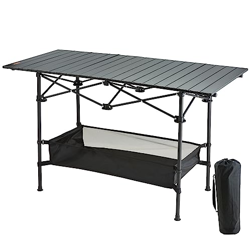 VEVOR Klapptisch Campingtisch 1150 x 550 x 700 mm, Zusammenklappbarer Gartentisch Balkontisch Mehrzwecktisch 100 kg Belastbar Aluminiumlegierung Camping Tisch Falttisch Hochtemperaturbeständig Tragbar von VEVOR