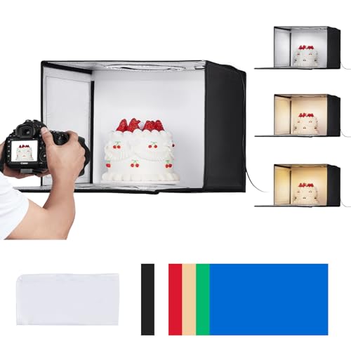 VEVOR Lichtbox für Fotostudios, 12 x 12 Zoll, 3000–5600 K, einstellbare 3 Farbtemperaturen, professionelles Aufnahmezelt-Set mit 120 LEDs, 6 Hintergründen, weichem Lichttuch, hoher CRI ≥ 95 für kleine von VEVOR