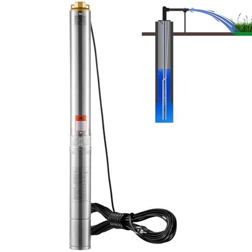 VEVOR Tiefbrunnen-Tauchpumpe, 1100 W, 230 V, 50 Hz, 7,1 m³/h max. Durchfluss, 105 m max. Förderhöhe mit 19,4 m Stromkabel, Edelstahl-Wasserpumpen für industrielle Bewässerung und den Heimgebrauch VEVOR Tiefbrunnen-Tauchpumpe, 1100 W, 230 V, 50 Hz, 7,1 m³/h max. Durchfluss, 105 m max. Förderhöhe mit 19,4 m Stromkabel, Edelstahl-Wasserpumpen für industrielle Bewässerung und den Heimgebrauch von VEVOR