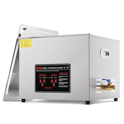 VEVOR Ultraschallreiniger 15 L professionelle 360 W Reinigungsmaschine mit Timer & Heizung, digitaler 40 kHz Ultraschallreiniger mit Korb für Uhrgläser Schmuckhalter Industrieteile Werkzeuge Silber von VEVOR