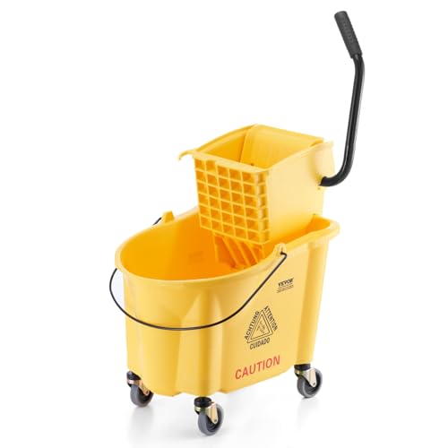 VEVOR Wischeimer Moppeimer mit Wringer, 35 Qt. Gewerblicher Wischeimer mit Seitlicher Wringerpresse, Wischeimer und Wringer-Kombi auf Rädern, Professionelle/Industrielle/Gewerbliche Bodenreinigung von VEVOR