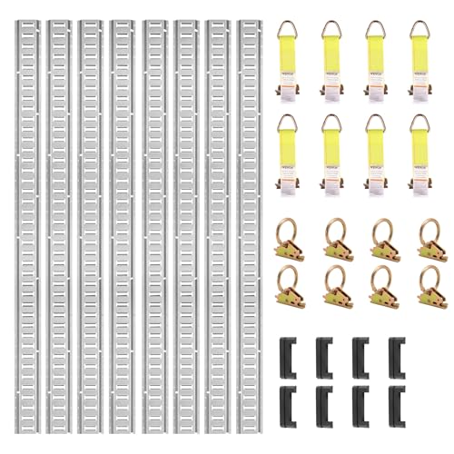 VEVOR Zurrschienen 34 Stk. Airlineschienen, Silber Transportschiene, 454 kg Max. Tragfähigkeit Ankerschiene, 1,52 m Schienenlänge Stäbchenzurrschiene zur Ladungssicherung für Anhänger und Wohnmobile von VEVOR