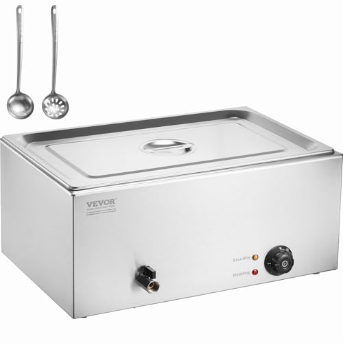 VEVOR kommerzieller Speisenwärmer 1 x 18 L Speisebehälter, elektrische Warmhalteplatte, 1200 W Arbeitsplatte aus Edelstahl, Buffet-Bain-Marie, 30–85 °C Temperaturregelung für Restaurant, Buffet von VEVOR