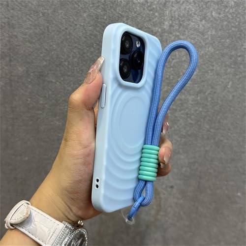 VFDHN Candy Ripple mit Lanyard, kabellose Lade-Magnethülle für iPhone 16 15 14 13 12 11Pro Max, weiche, stoßfeste Hülle, blau, für iPhone 11Pro Max von VFDHN