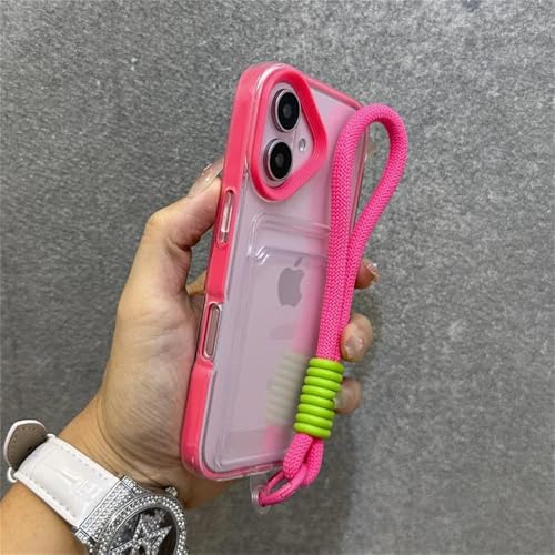 VFDHN Kartensteckplatztasche transparent mit Umhängeband Handyhülle für iPhone 11 12 13 14 15 Pro Max 16 Plus XS stoßfeste weiche TPU-Hülle, rosarot, für iPhone XS von VFDHN