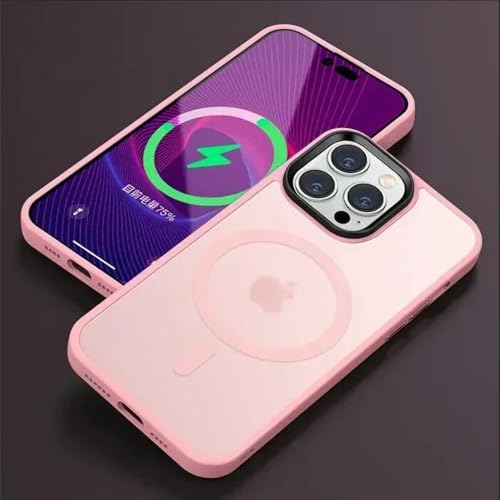 VFDHN Matt durchscheinende, mattierte Telefonhülle für iPhone 15 16 14 13 12 11 Pro Max Plus, magnetische Hülle, kabellose Ladeabdeckung, Pink, für iPhone 11Promax von VFDHN