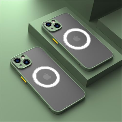 VFDHN Matte magnetische kabellose Ladehülle für iPhone 16 15 14 13 11 12 Pro Max Plus XS Max XR X, Armeegrün, für iPhone 14Pro Max von VFDHN